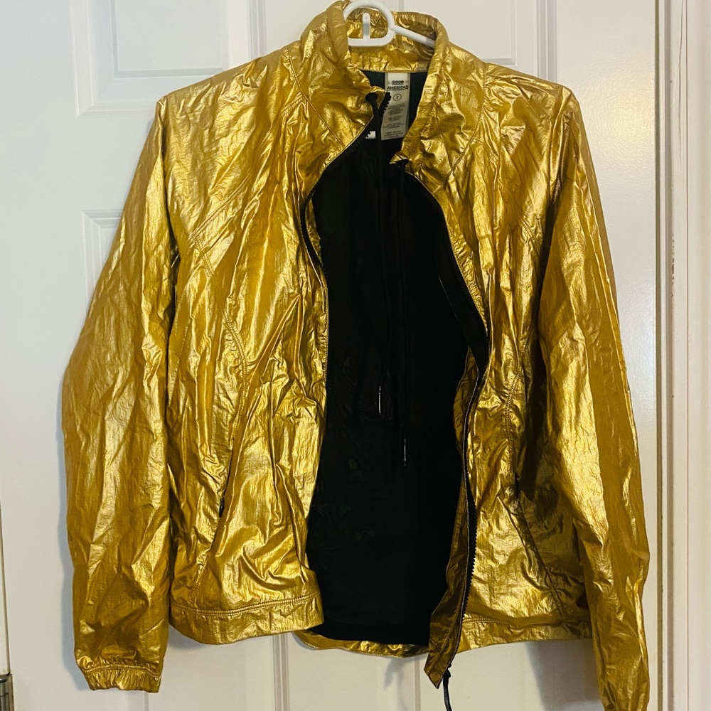 Good American. Gold track jacket. Size 2 (M)
